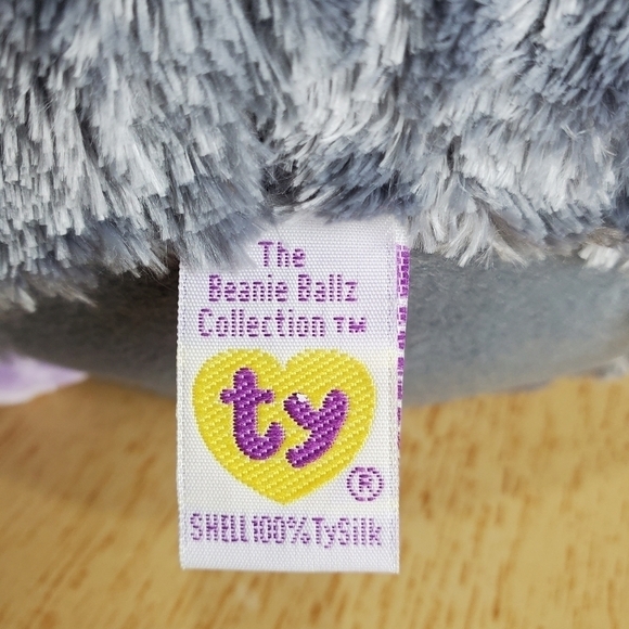 Ty Beanie Ballz Thunder the Elephant Gray Purple Round Plush Stuffed Animal 9" - Picture 9 of 10